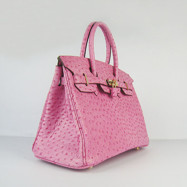 Replica Hermes Birkin 30CM Ostrich Veins Handbag Pink 6088 On Sale - Click Image to Close